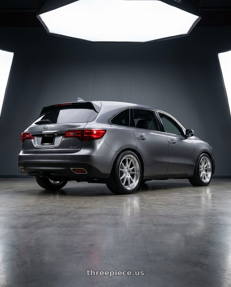 2014 Acura mdx with Aodhan DS08 5x114.3 19x8.5+35 Silver w/Machined Face wheels rear three quarter view square tires