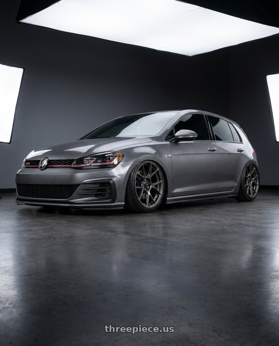 2019 Volkswagen GTI MK7 with Konig Ampliform 5x112 19x8.5+32 Dark Metallic Graphite wheels
