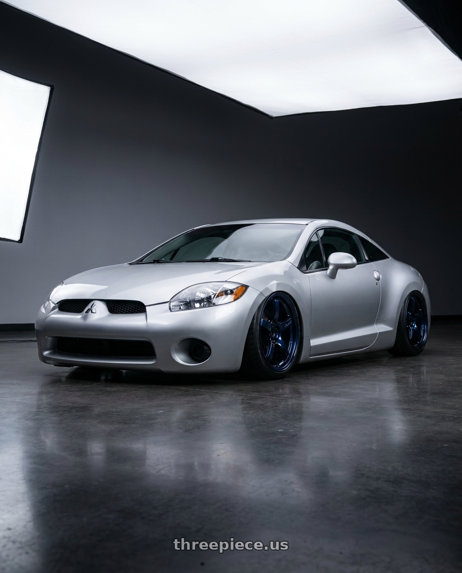 2010 Mitsubishi Eclipse with Gram Lights 57CR 5x114.3 18x9.5+12 Eternal Blue Pearl wheels