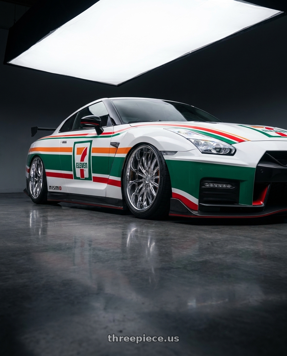 2025 NISSAN GT-R NISMO GT3(TARMAC WORKS × 7-ELEVEN TAIWAN 7-11限定紀念車) with VELOCITY 11 5X114.3/5X120 22x8 +38 CHROME wheels