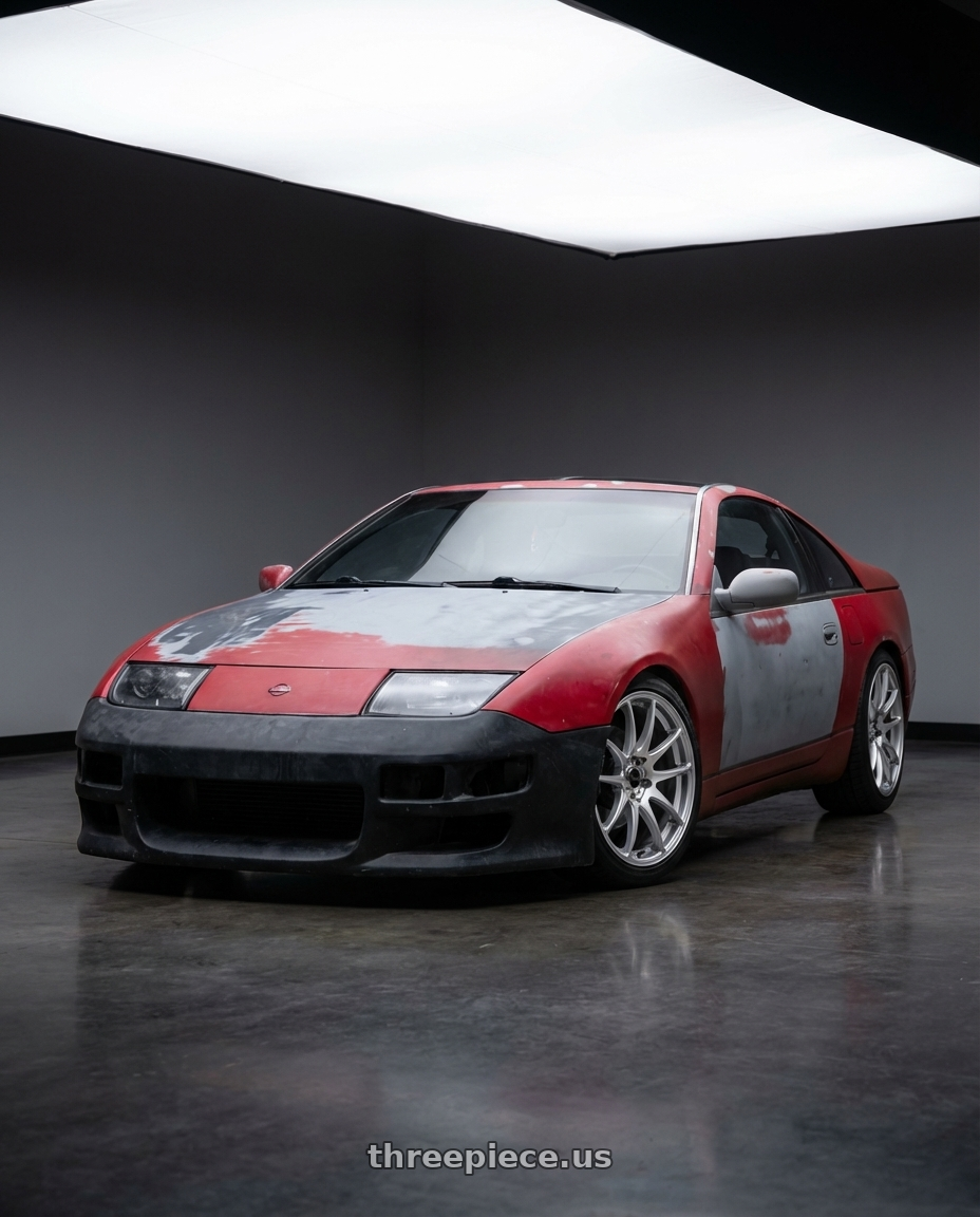 1990 nissan 300zx with Vors TR4 5x100 17x8  +35 Silver Machine Face wheels