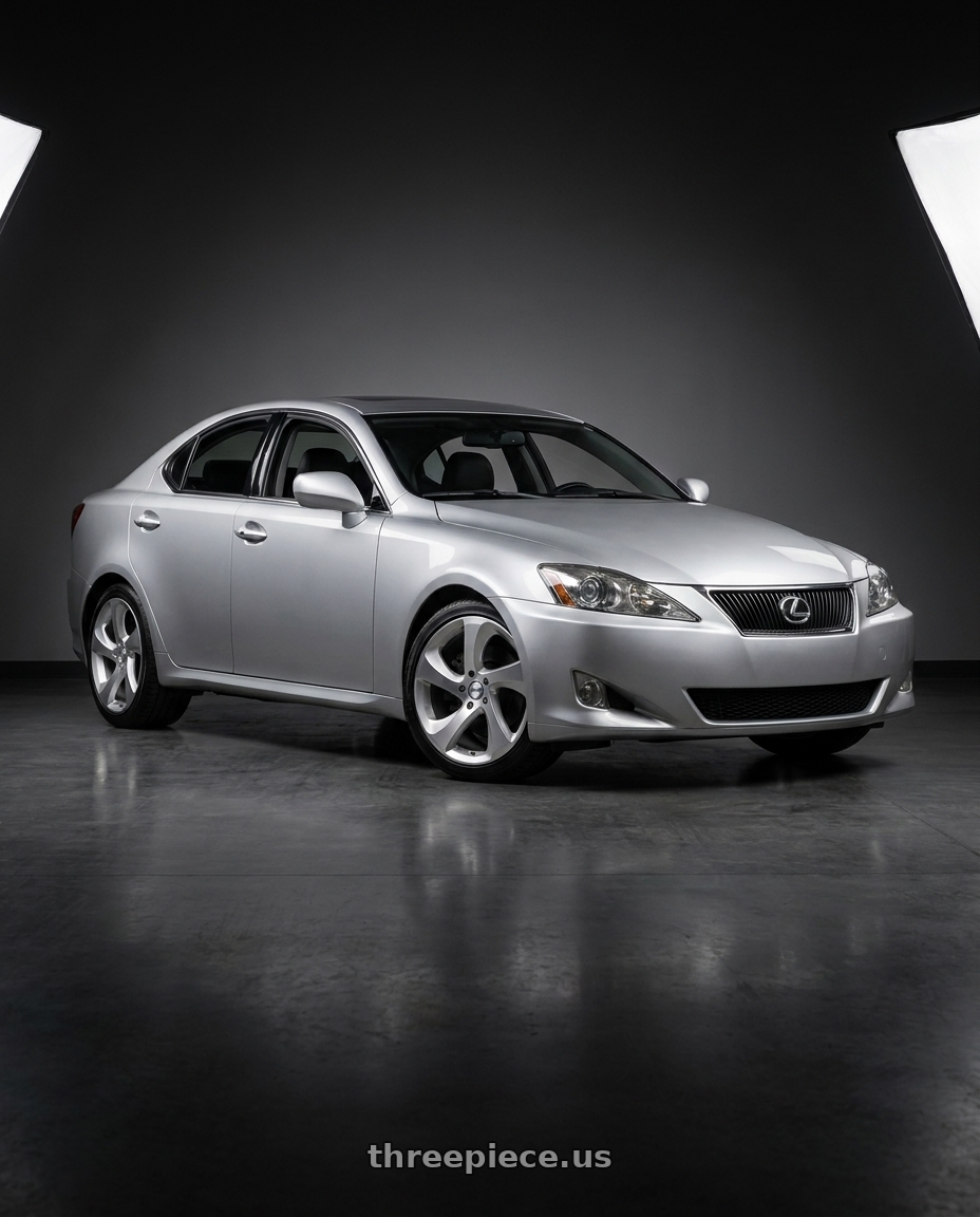 2005 lexus is with Shift Strut 5x114.3 17x8 +35 Silver Machined wheels