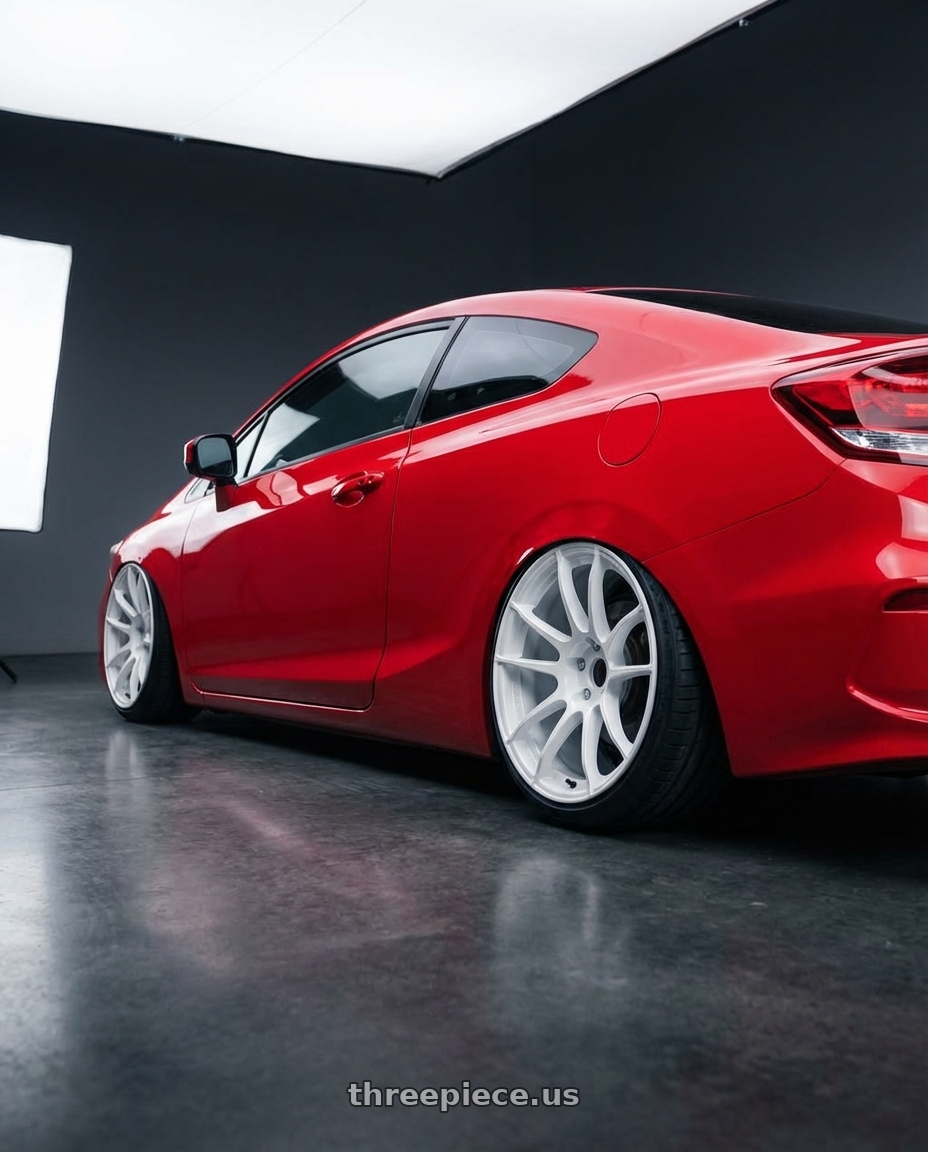 2011 Honda Civic Si with Gram Lights 57XR 5x114.3 18x10.5 +12 CERAMIC PEARL wheels rear three quarter view slight stretch tires