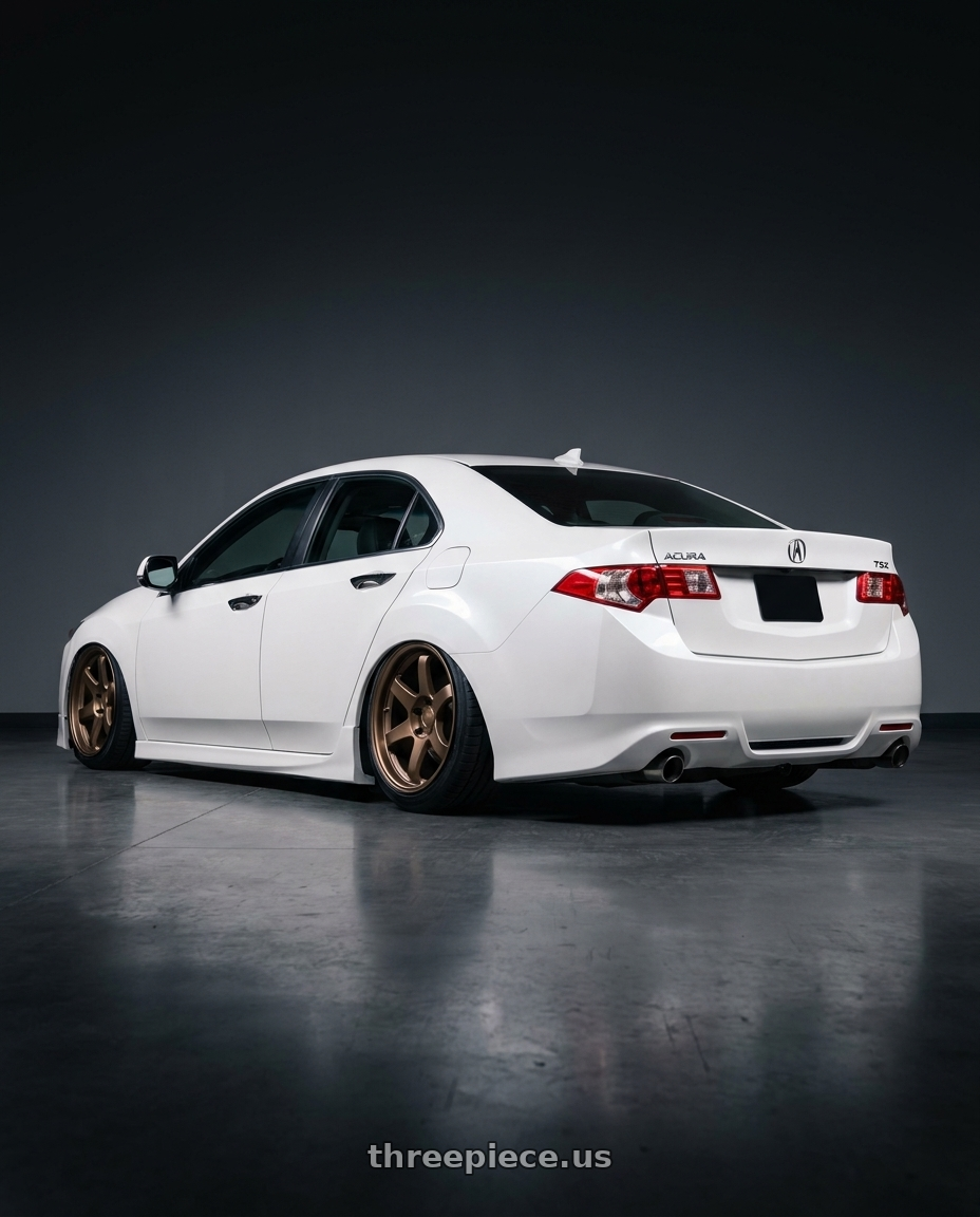 2013 Acura TSX with Kansei K11B Tandem 5x114.3 19x9.5 22 Bronze wheels rear three quarter view slight stretch tires