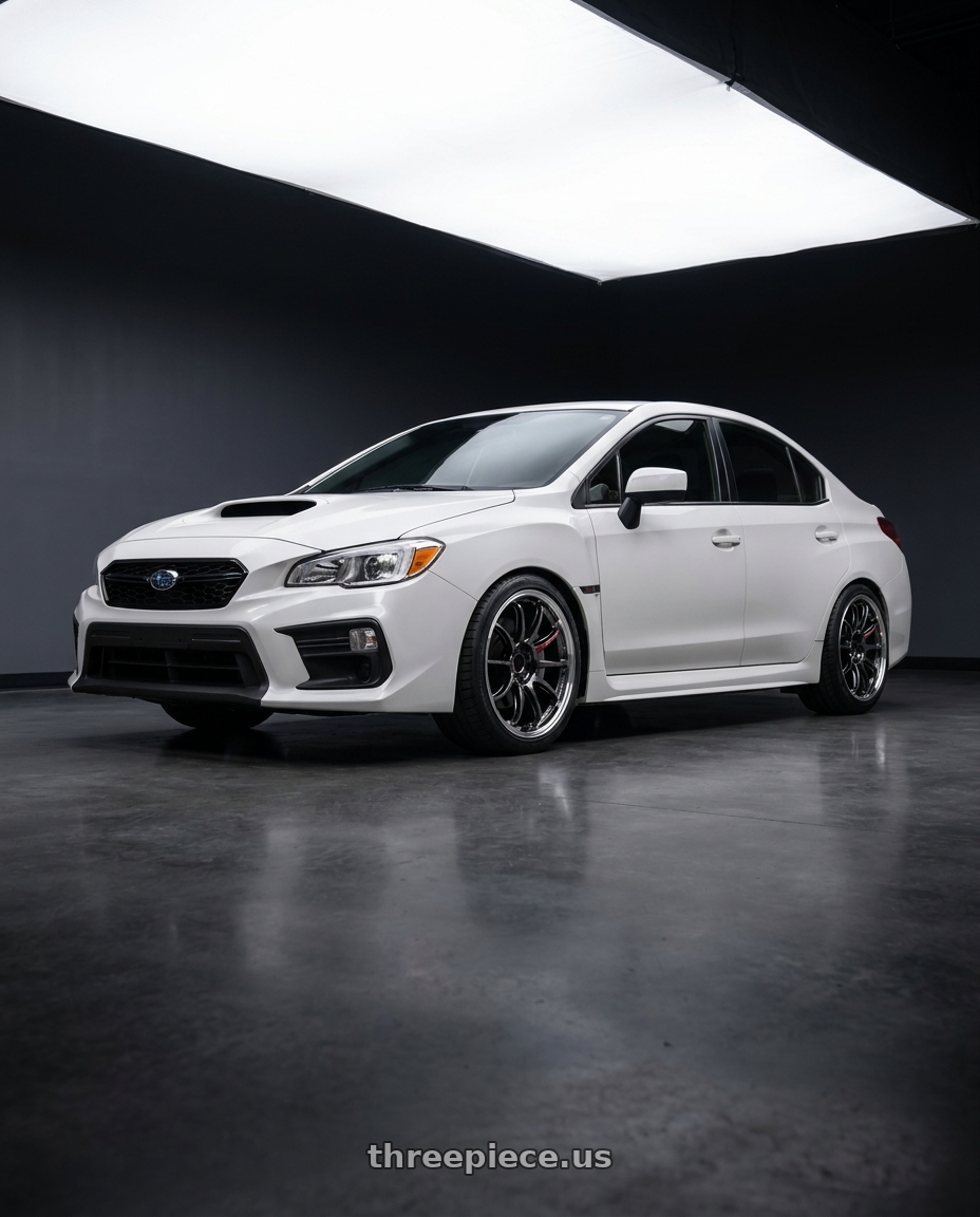 2021 subaru wrx with Work Emotion Zr10 5x114.3 18x9.5 +38 Glim Black Diamond Rim cut wheels