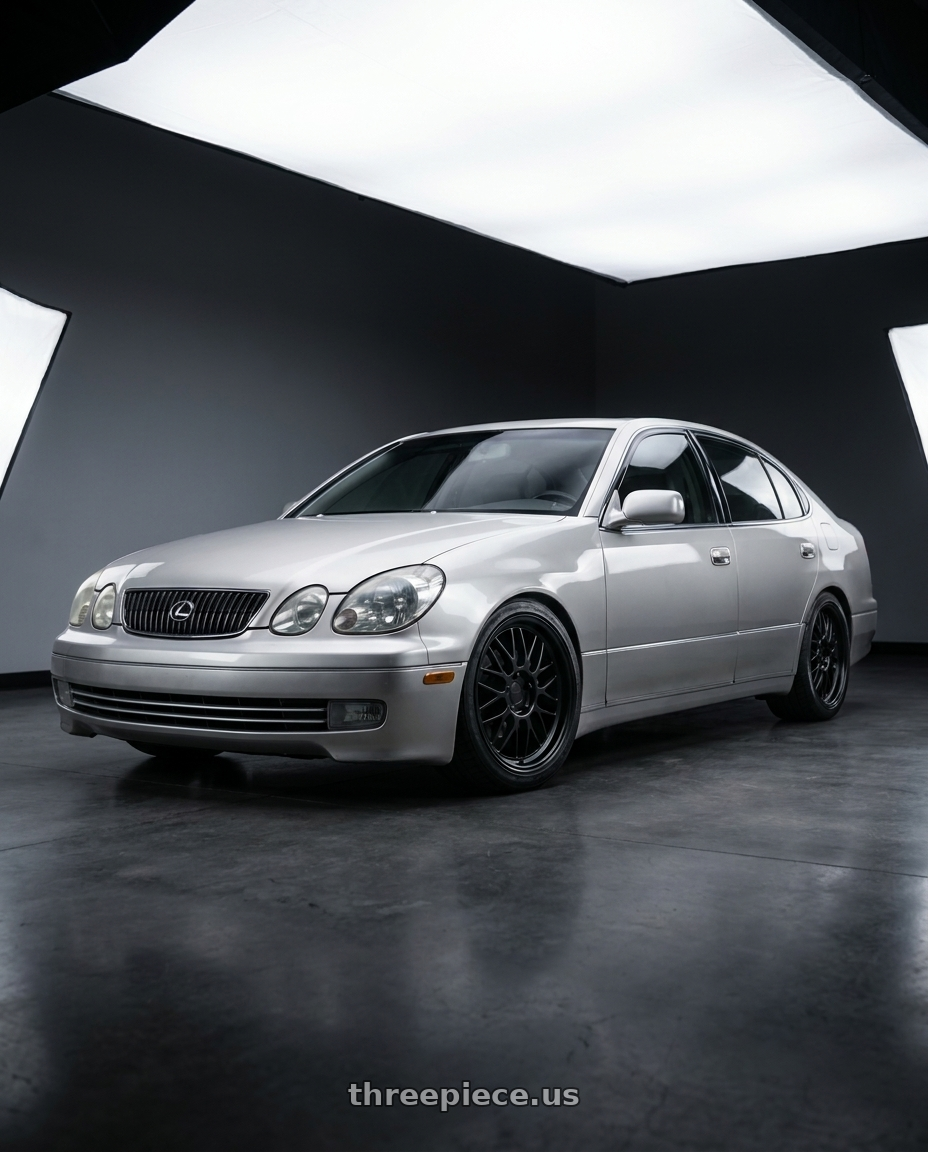 2002 lexus gs430 with KATANA RACING KR06 5x114.3 18x8 +40 Matte Black wheels