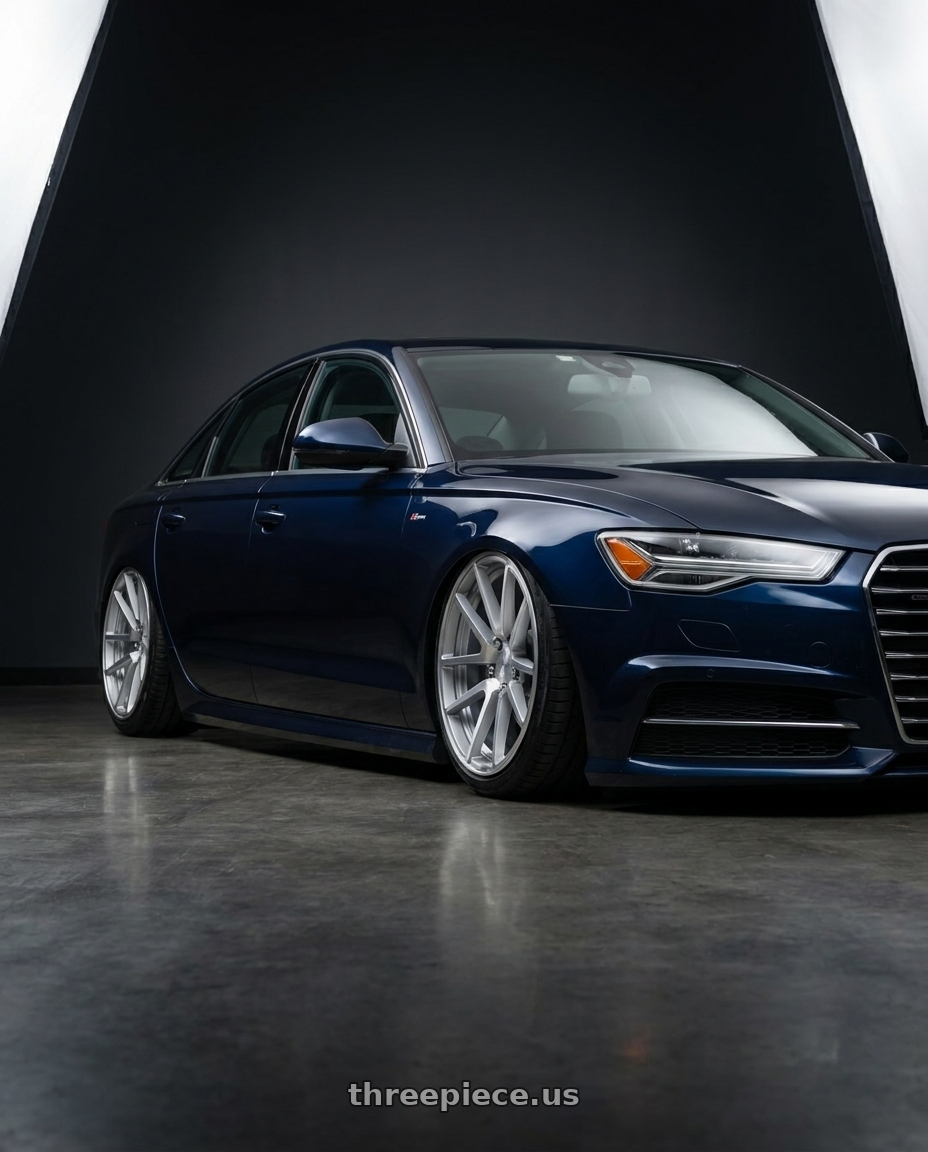 2017 Audi A6 Midnight Blue Metallic with Rotiform 1PC R120 SPF 5X112 19X8.5 +45 GLOSS SILVER MACHINED wheels