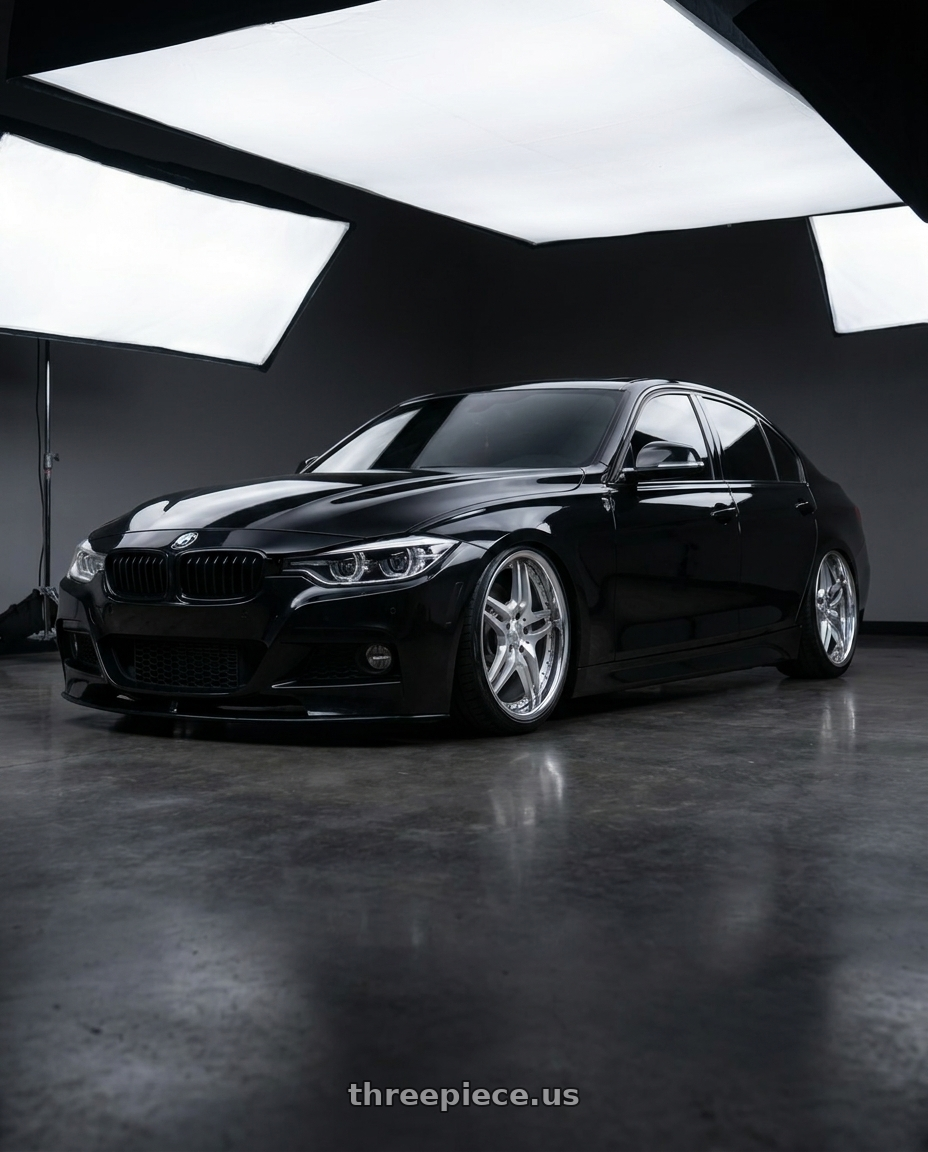 2015 bmw 335i with MRR RW2 5x120 18x9  +40 Silver Machine Face Chrome Lip wheels
