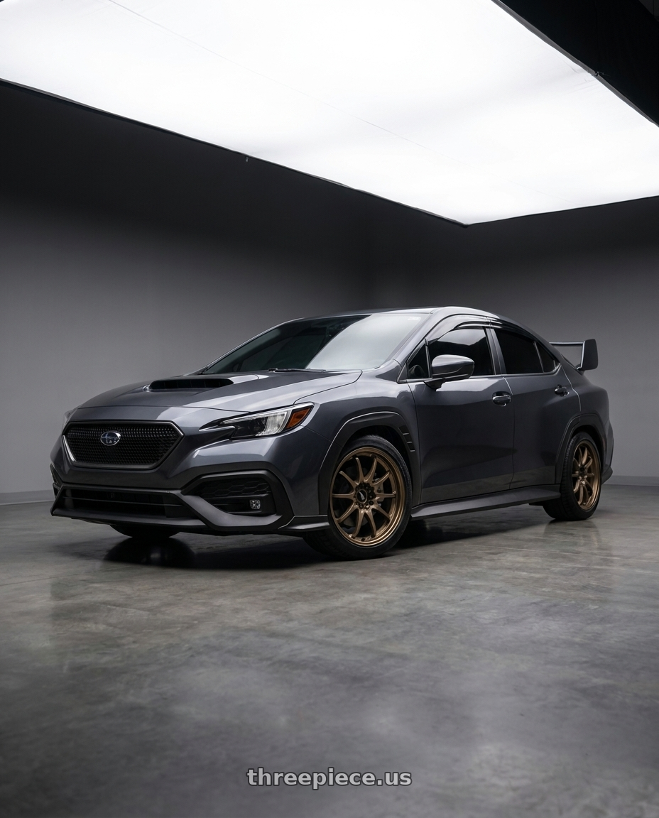 2025 Subaru WRX premium magnetite with Volk Racing CE28 CLUB RACER II BK 5x114.3 18x9.5+35 Blast Bronze wheels