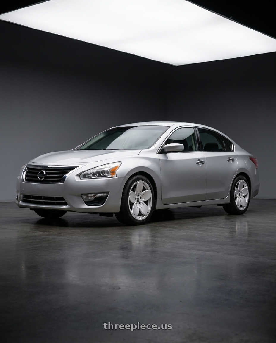 2014 Nissan Altima s silver with Heritage Wheel Sakura MonoC 5x114.3 18x8.5 +35 Silver wheels
