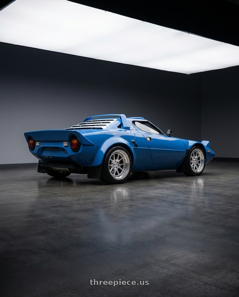 1974 Lancia Stratos with CCW CZ05 5x108 16x8 +0 Polished wheels rear three quarter view square tires