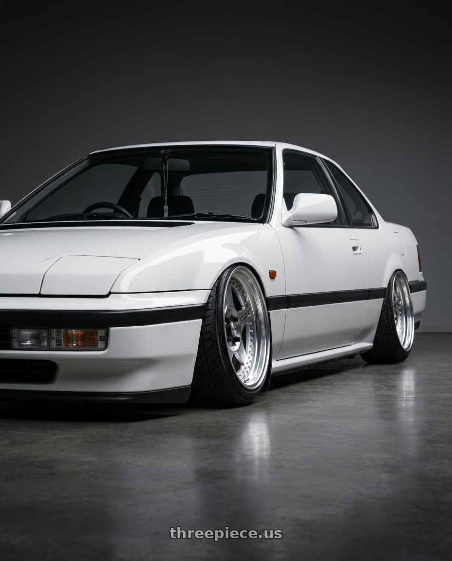 1991 Honda Prelude 3rd Generation Si, white in colour.  with Work Meister Cr01 4x100 16x9+-3 A Disk Bright Buff Finish wheels