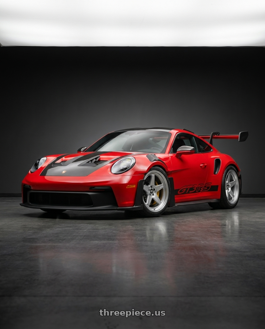 2025 Porsche 911 GT3RS with ESR Wheels CR SERIES CR5 5x100 18x10.5 +22 Hyper Silver wheels