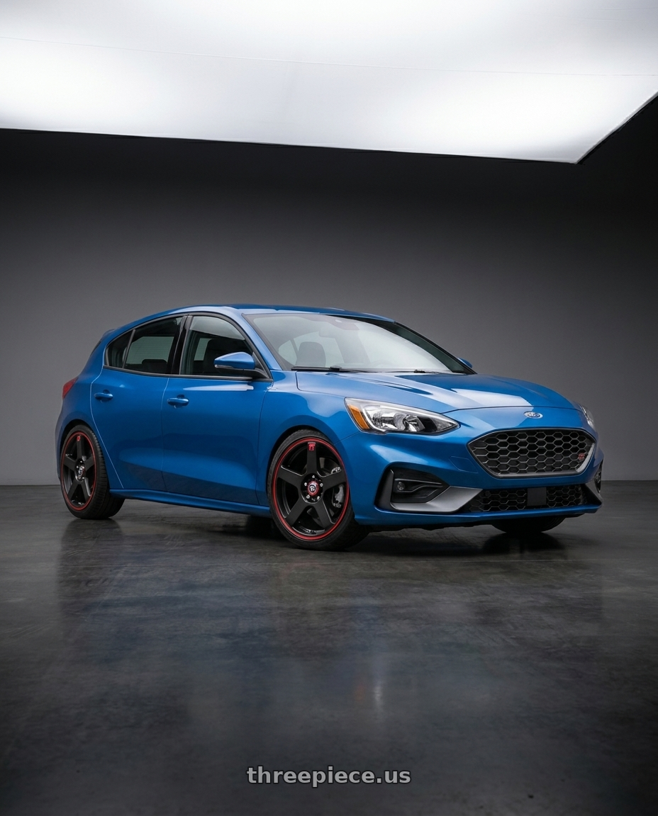 2023 Focus St with Motegi MR116 FS5 5X112/5X114.3 18X8 +45 MATTE BLACK RED RACING STRIPE wheels