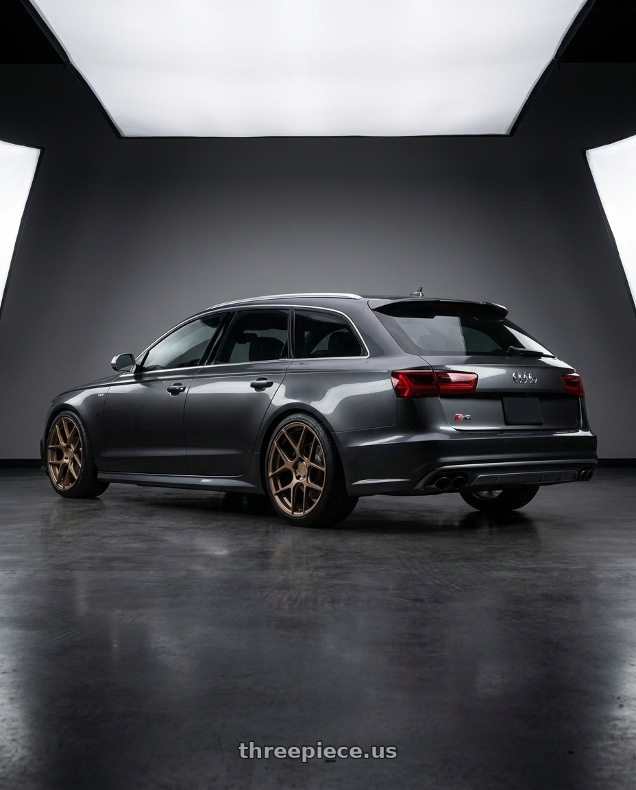2016 Audi S6 C7 with Aodhan AFF2 5x112 20x10.5+35 Matte Bronze wheels rear three quarter view square tires
