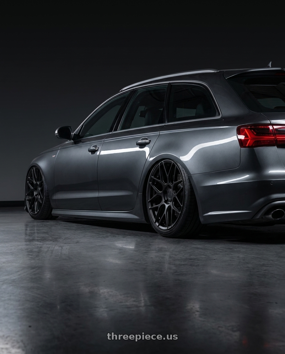 2016 Audi S6 C7 with Aodhan AFF2 5x112 20x10.5+35 Matte Black wheels rear three quarter view slight stretch tires