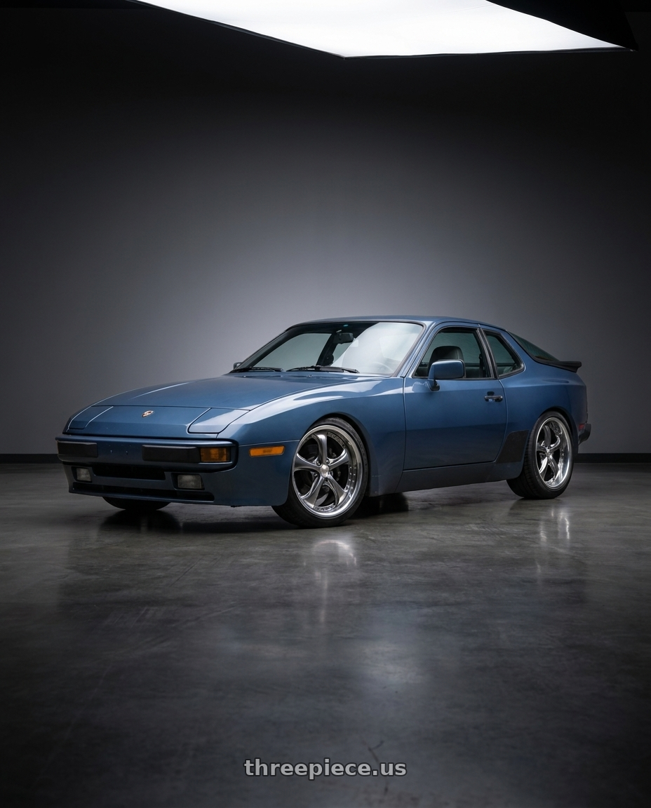 1989 Porsche 944 with Work Wheels VS-KF 5x114.3 18x9.5+65 Brilliant Silver Black O Disk FULL REVERSE wheels