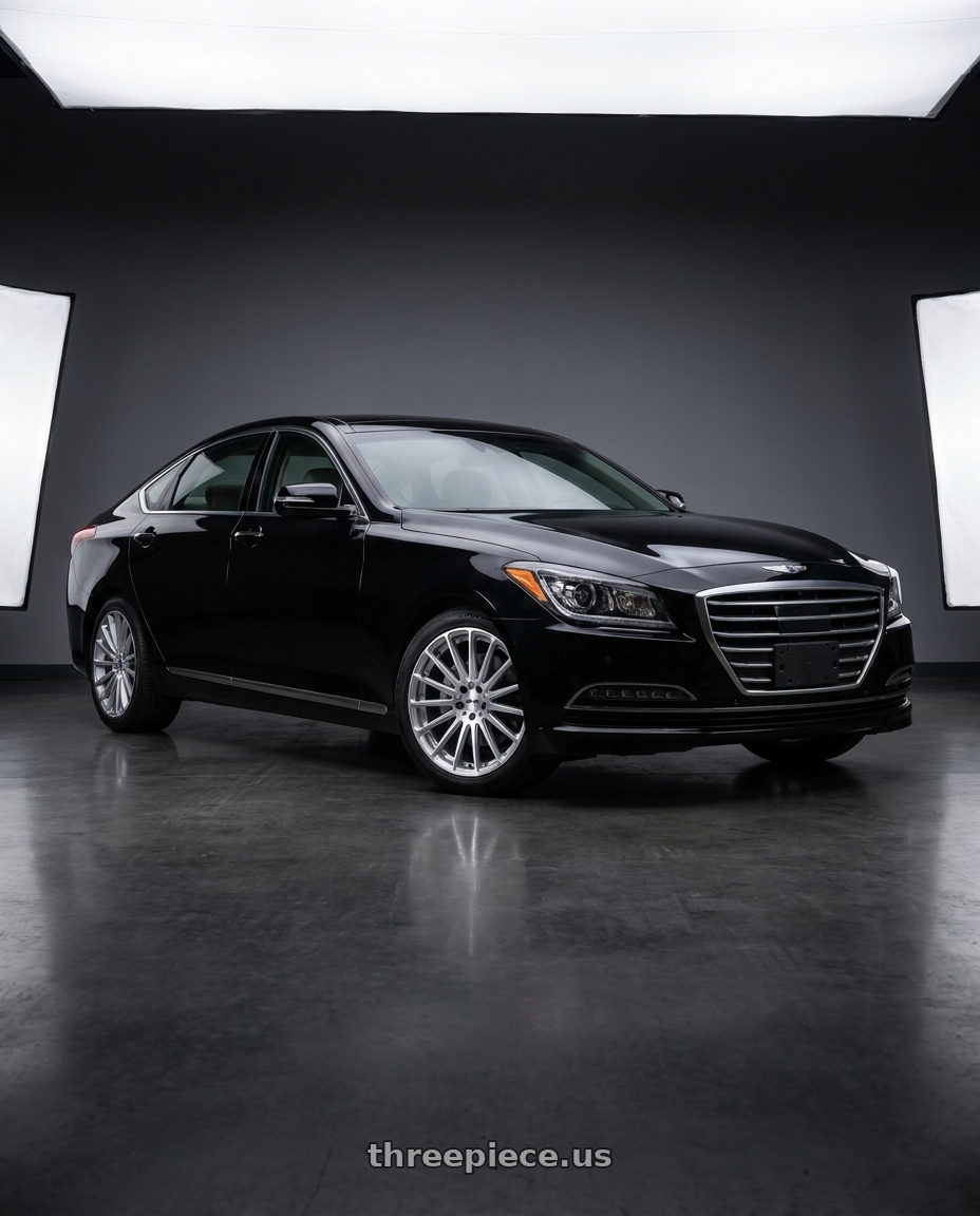 2016 Hyundai Genesis 3 8 with TSW TURBINA 5X114.3 19X8.5 +40 TITANIUM SILVER W/ MIRROR CUT FACE wheels