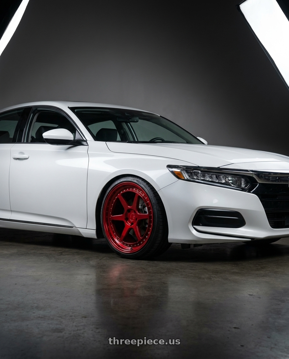 2021 Honda Accord EX-L with Aodhan DS09 5x114.3 19x8.5+35 Candy Red w/ (Chrome Rivets) wheels