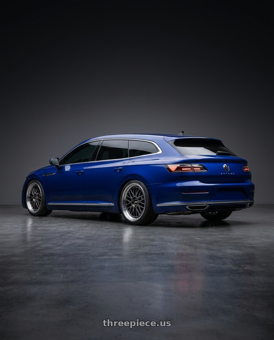 2024 Arteon shooting brake  with BBS LM 5x114.3 18x8.0+40 Diamond Black wheels rear three quarter view square tires