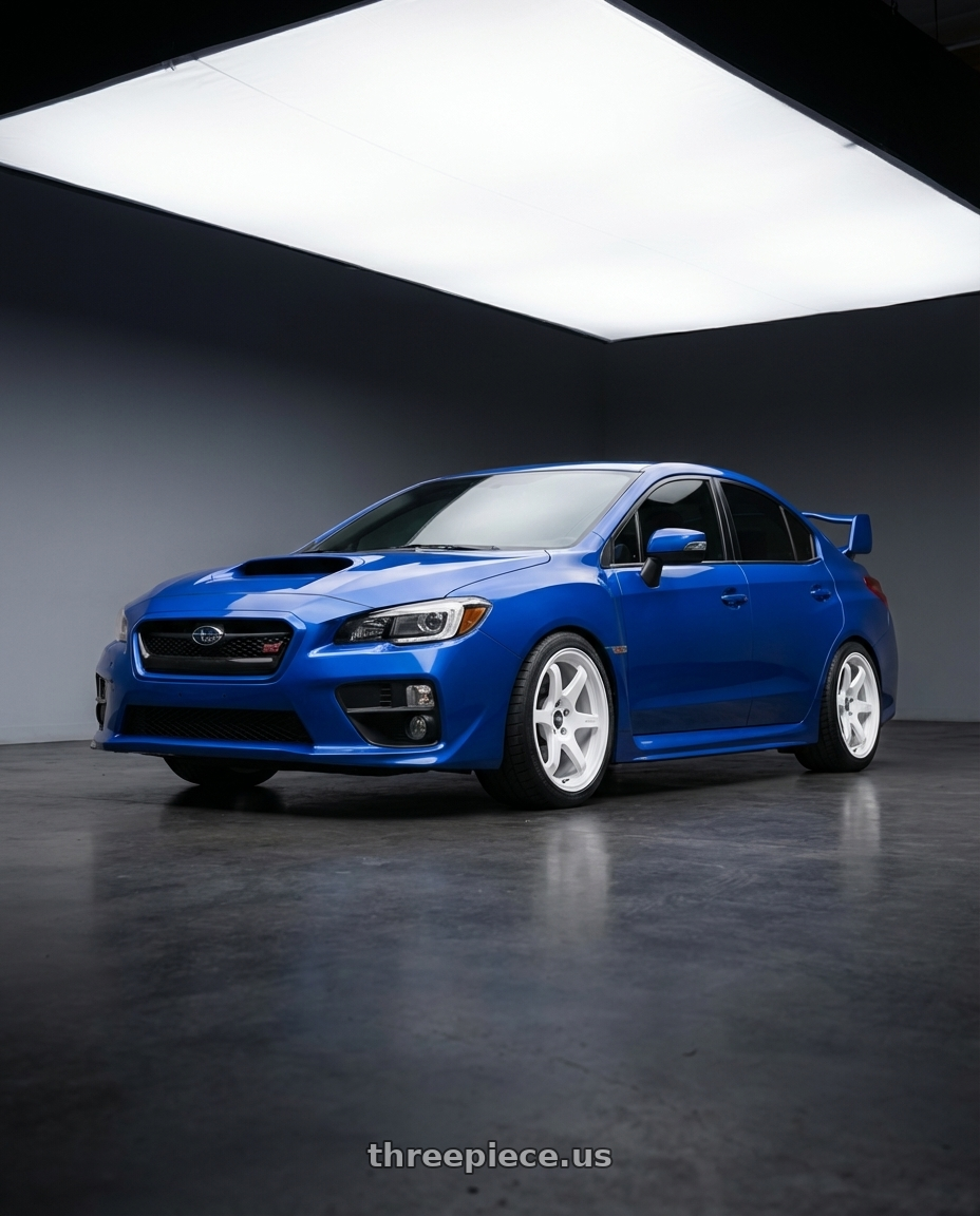 2013 Subaru WRX STI with ESR Wheels APEX SERIES AP6 5x114.3 18x8.5 +30 Gloss White wheels