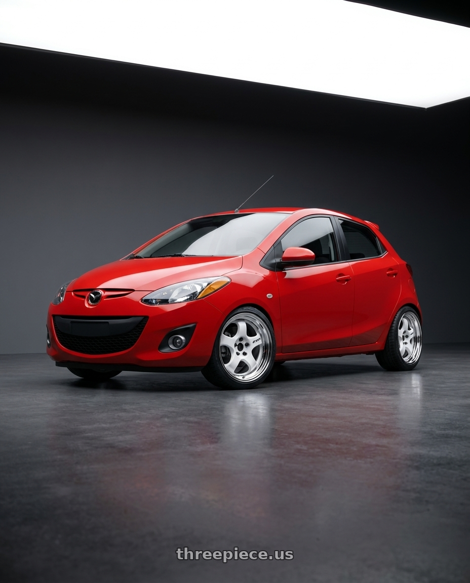 2012 mazda 2 with Work Meister S1 2P 4x100 15x6.5+38 O Disk White wheels