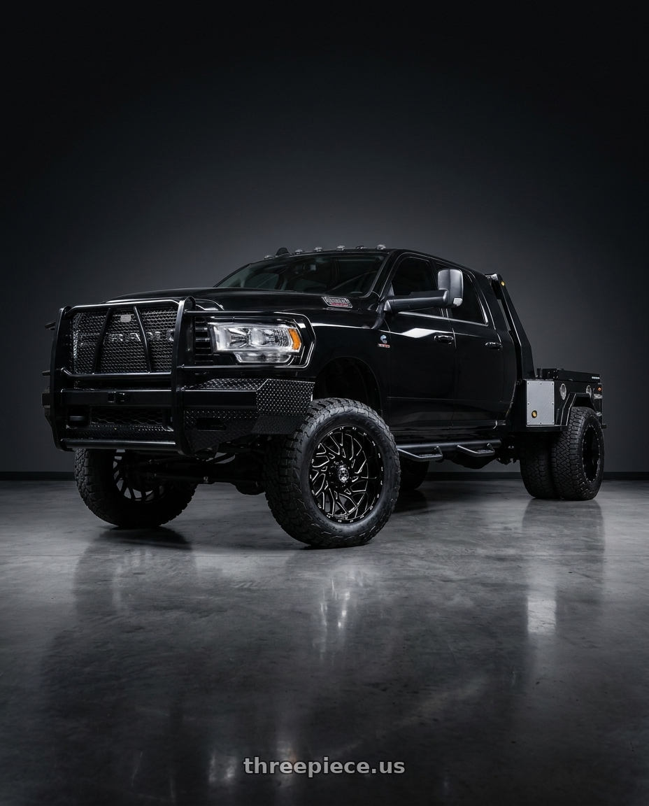 2019 dodge Mega cab dually with XF Dually XF-229 Dually 8x210 24x8.25 +110 Gloss Black & Milled wheels