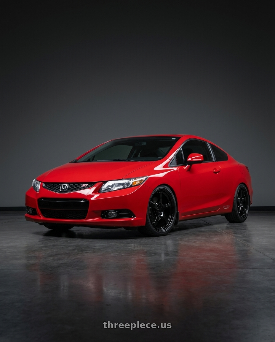 2015 Honda Civic Si with Gram Lights 57CR 5x114.3 17x9+12 Glossy Black wheels