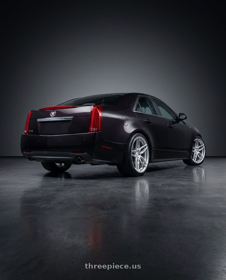 2008 Cadillac CTS with ADV.1 ADV005 5x120 20x9 +28 Platinum wheels rear three quarter view slight stretch tires
