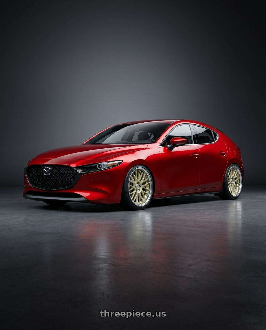 2024 Mazda 3 with Work Lanvec Lm1 5x114.3 18x8+0 A Disk Light Metallic Gold wheels