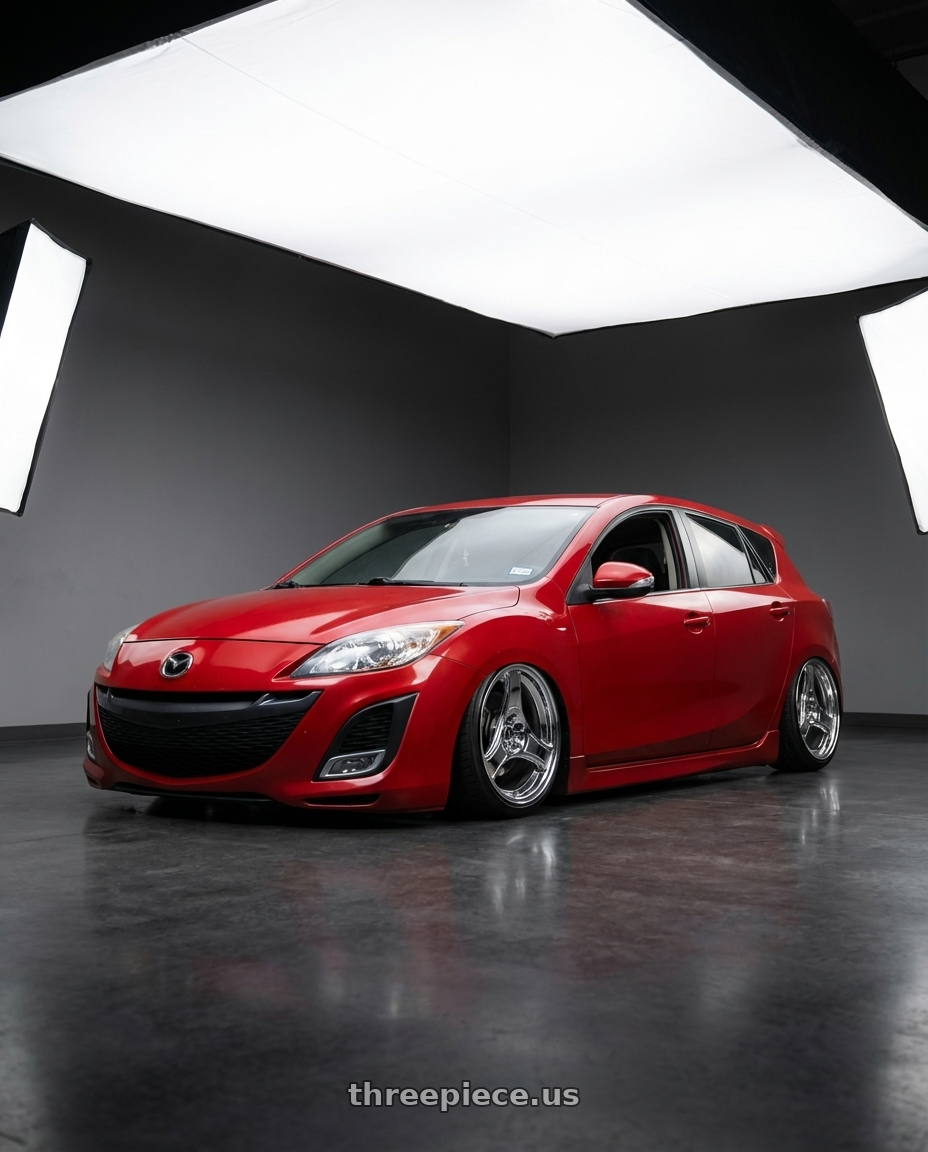 2010 MAZDA 3 GT SPORT with HERITAGE WHEEL BUSHIDO MONOC 5x114.3 18x9.5 +38 CHROME wheels