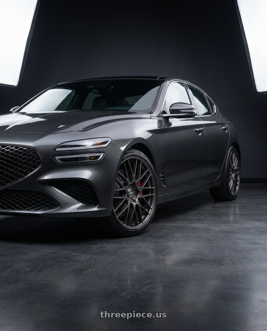 2023 Genesis G70 makalu grey with Enkei EKM3 5x114.3 18x8+40 Gunmetal wheels