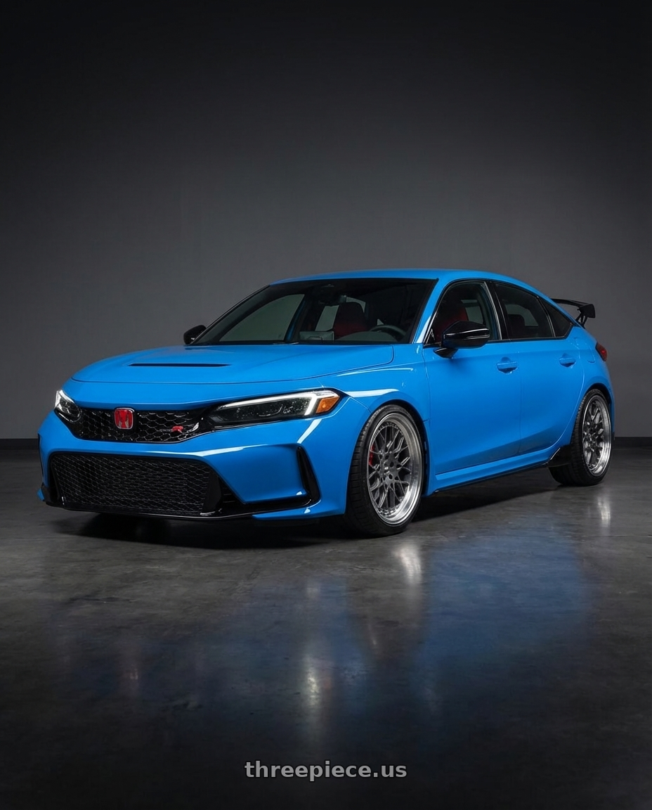 2020 Honda Civic Type R with ESR Wheels CS SERIES CS3 5x120 19x9.5 +22 Matte Graphite wheels front three quarter view lowered stance