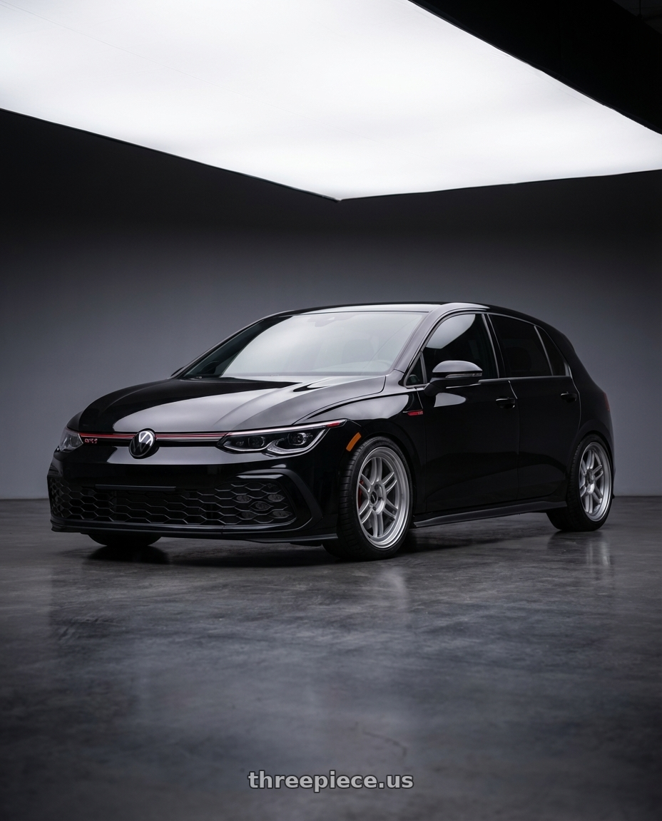 2023 golf gti with Enkei RPF1 5x112 18x9+35 Silver wheels