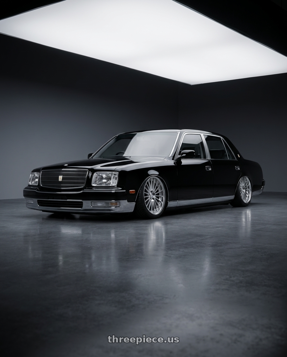 1997 Toyota Century with Work Lanvec Lf1 5x114.3 19x9.5+30 A Disk Machine Silver Polish wheels