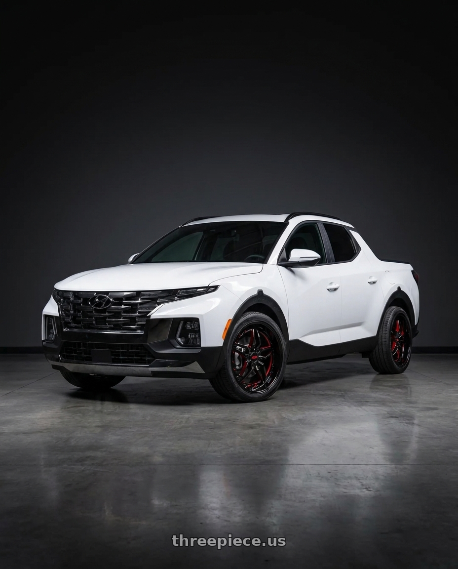 2024 Hyundai Santa Cruz with Shift INJECTOR blank / n/a 20x10 40MM Gloss Black Candy Red Milled wheels