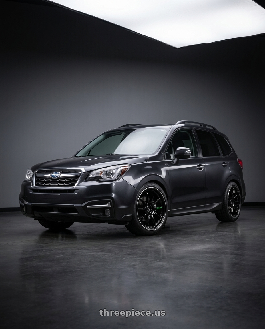 2017 Subaru Forester XT Dark Metallic Grey with Work Emotion Zr10 5x100 18x10.5 +22 Black Diamond Lip Cut wheels