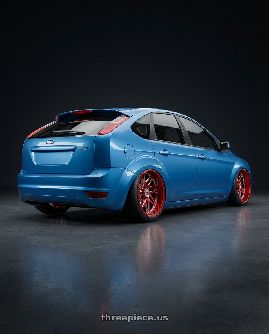 Ford focus Rs 2009 with Gear Forged GF761RT 8x165.1 22x12 -44 A262234 wheels rear three quarter view square tires