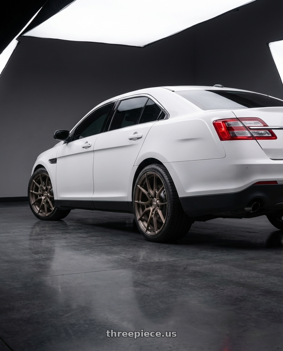 2015 Ford Taurus  with Niche Mono T111 KANAN 5X120 20X11.5 +52 BRUSHED CANDY SMOKE wheels rear three quarter view square tires