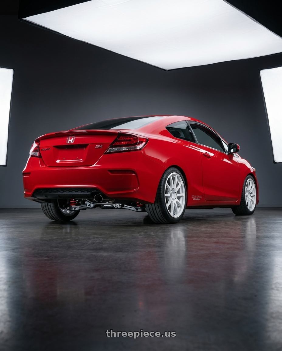 2011 Honda Civic Si with Advan RCIII 5x114.3 17x8+53 White wheels rear three quarter view square tires