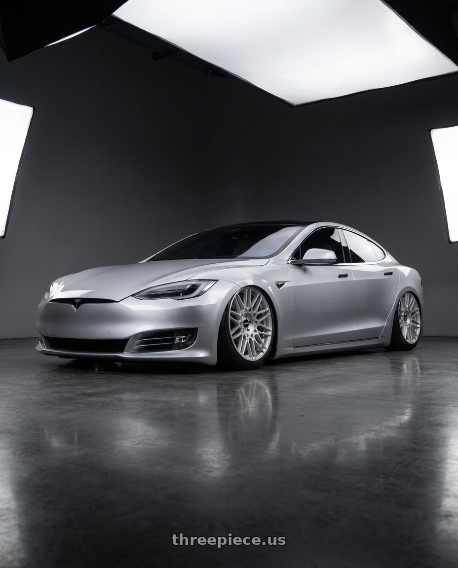 2018 tesla model s with Rotiform RC202 GRZ 5X112/5X120 20x8.5 +45 GLOSS SILVER wheels