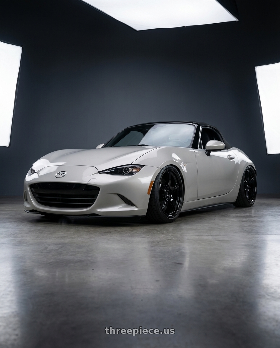 2021 Mazda MX-5 Miata ND with Gram Lights 57CR 5x114.3 17x9+22 Glossy Black wheels