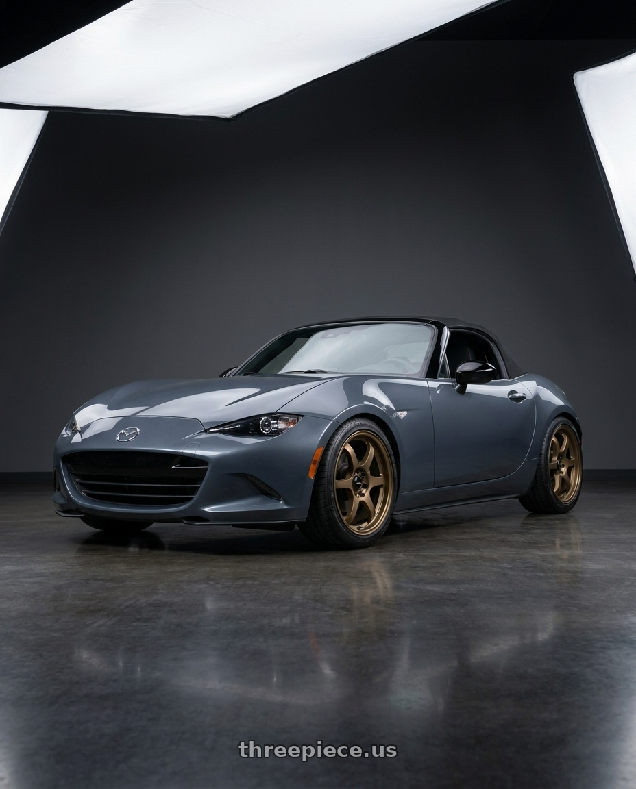 2020 Mazda mx-5 Miata club soft top polymetal grey with Vors LT61 4x100 16x7 +35 Bronze wheels