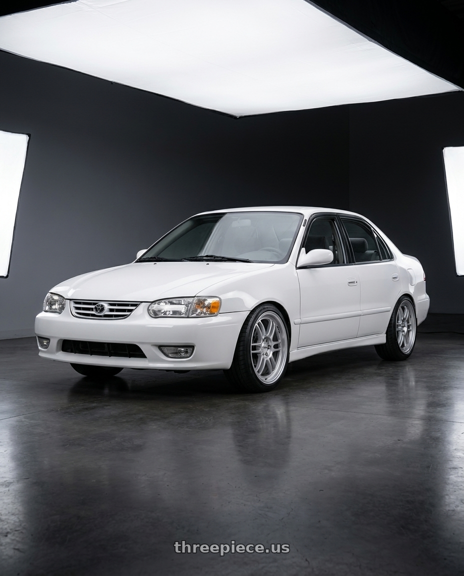 2001 toyota corolla ce with KATANA RACING KR02 4x100/4x114.3 17x7.5 +40 Glossy Sliver wheels