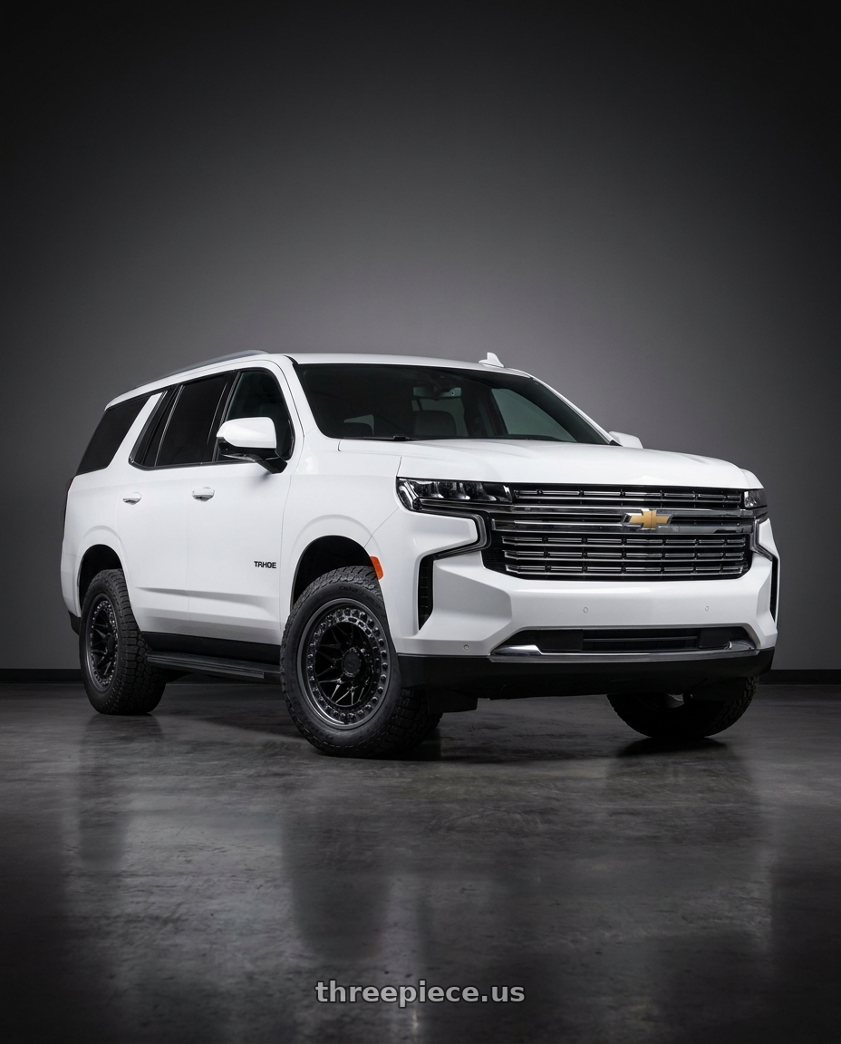 2021 Chevrolet Tahoe LS with Black Rhino ALPHA 6X139.7 18X9 +20 MATTE BLACK W/ GUNMETAL LIP wheels