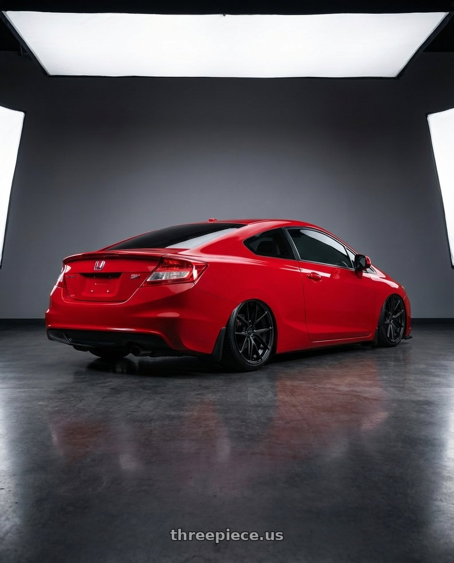 2015 Honda Civic Si with Niche 1PC M117 MISANO 5X114.3 18X9.5 +40 MATTE BLACK wheels rear three quarter view slight stretch tires