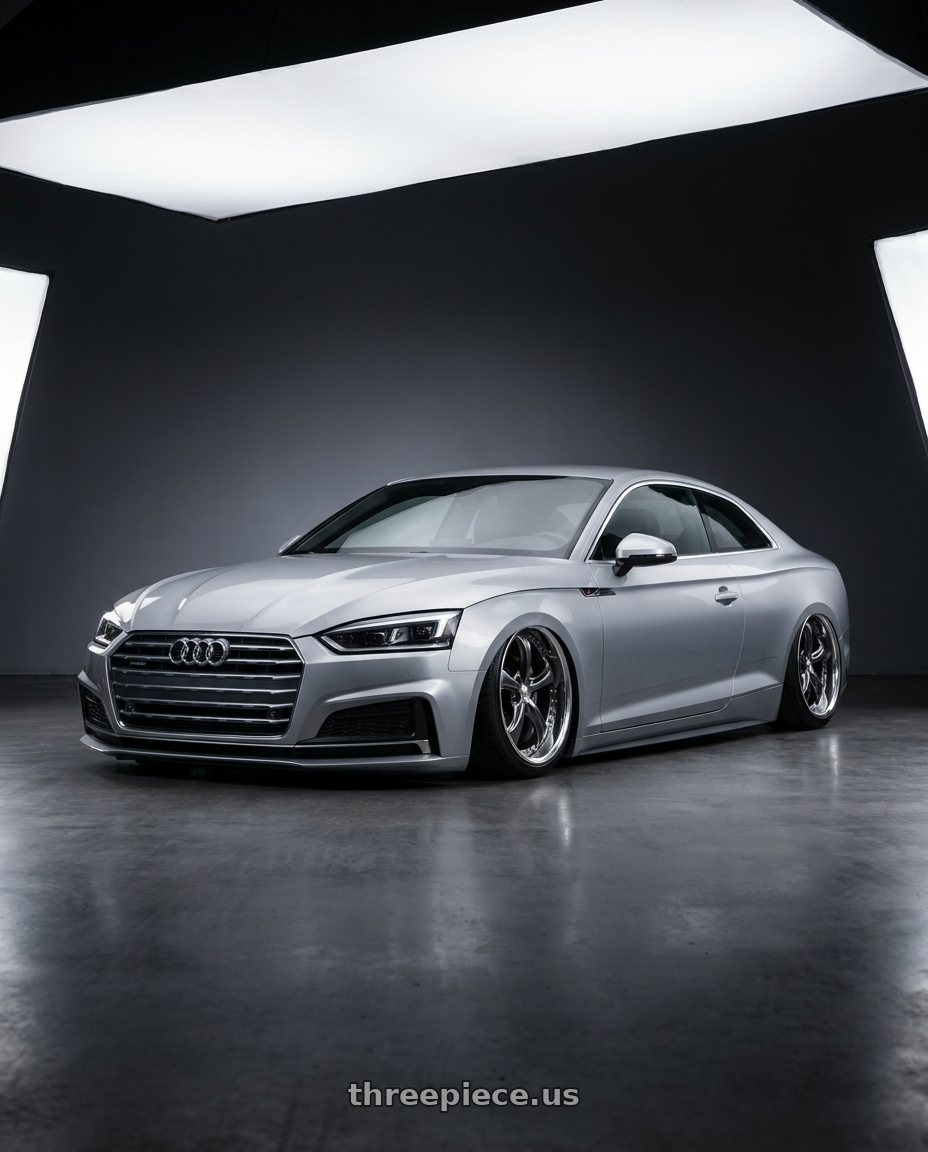 2018 Audi A5 with Work Wheels VS-KF 5x112 19x9+2 Brilliant Silver Black A Disk FULL REVERSE wheels