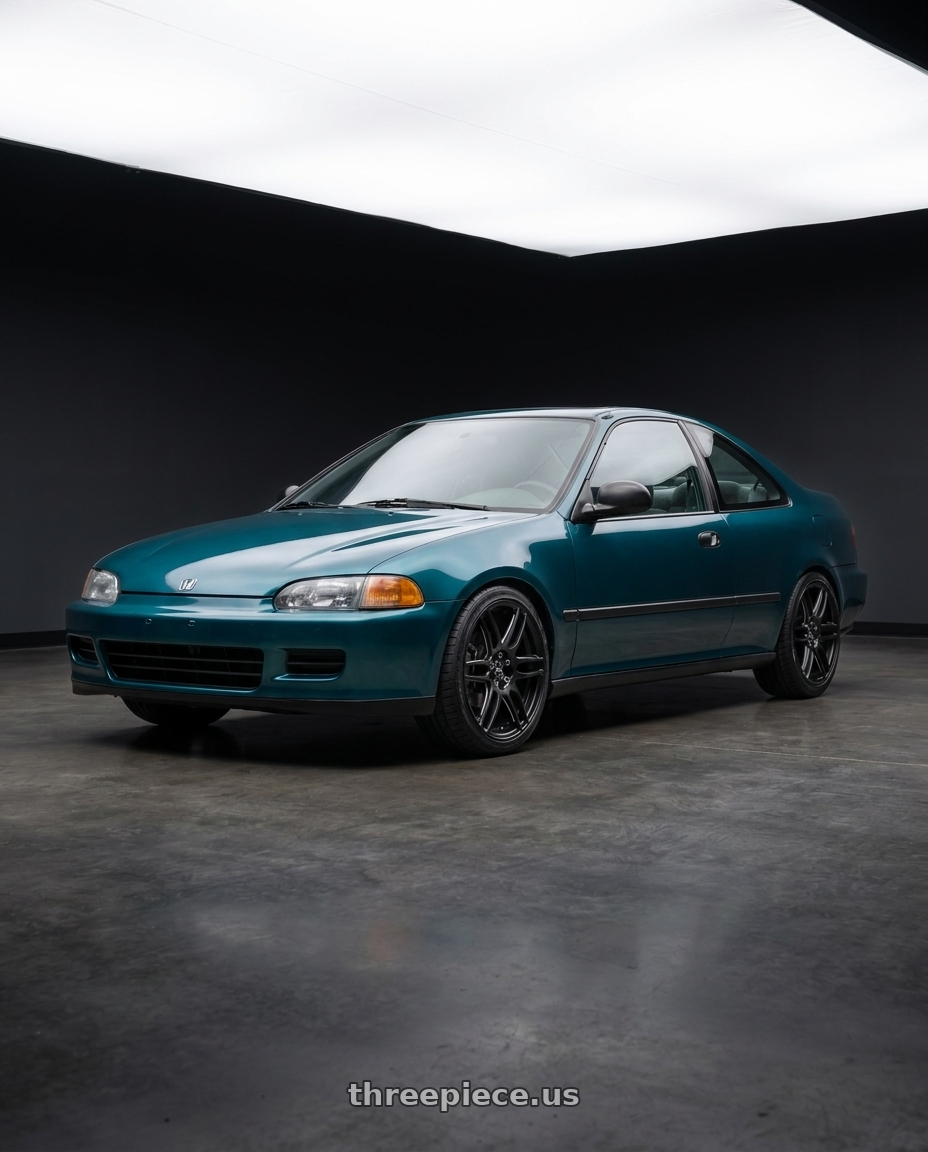 1993 Honda Civic Ej2 with Niche 1PC M106 NR6 4X100/4X114.3 18X8 +40 MATTE BLACK MILLED wheels