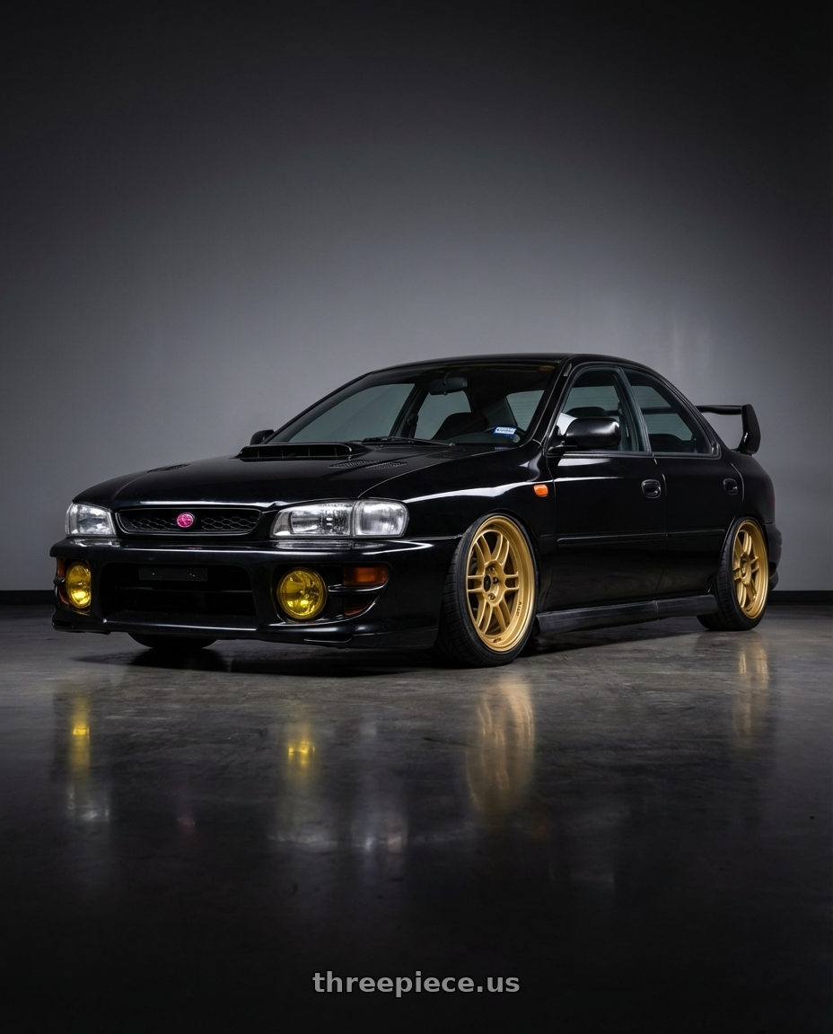 1998 Subaru Impreza GC8 with Enkei RPF1 5x100 17x8+45 Gold wheels
