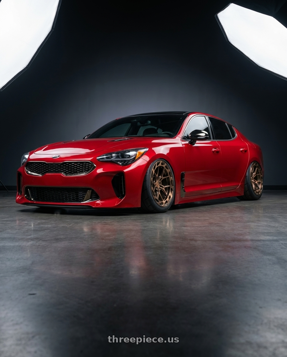 2019 Kia Stinger GT-2 Highchromicha with Rohana RFX19 5x114.3 20x10 +40 Machine Bronze wheels